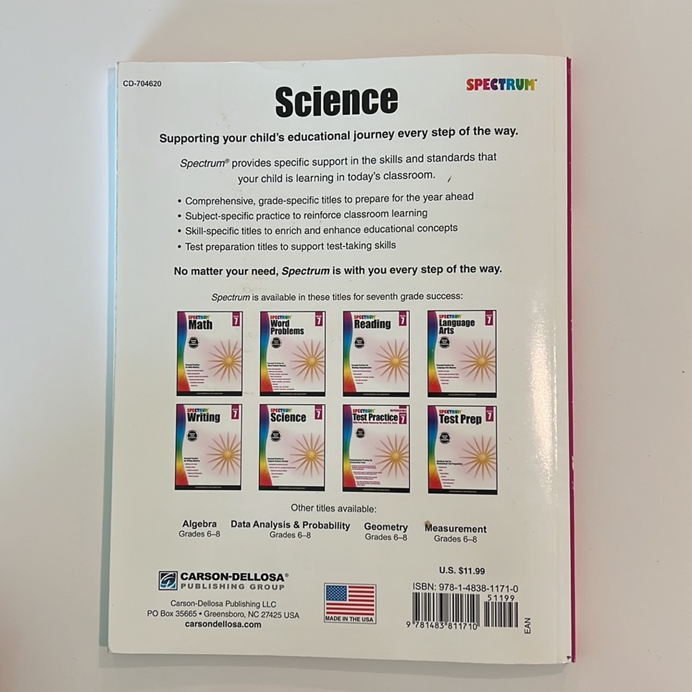 Spectrum Science Grade 7 workbook - Picture 2 of 2